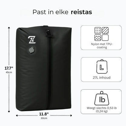 2PackBag™ reiszakken comprimeren kleding in slechts 5 seconden, waardoor u tot 60% ruimte bespaart en uw kleding fris, droog en geurvrij blijft. Deze waterdichte zakken zijn ideaal voor slim, lichtgewicht en zorgeloos reizen en passen perfect in handbagage of rugzakken. Elke set wordt geleverd met een gratis handpomp voor eenvoudig gebruik, altijd en overal. Een must-have voor korte trips, weekendjes weg of georganiseerd inpakken. 