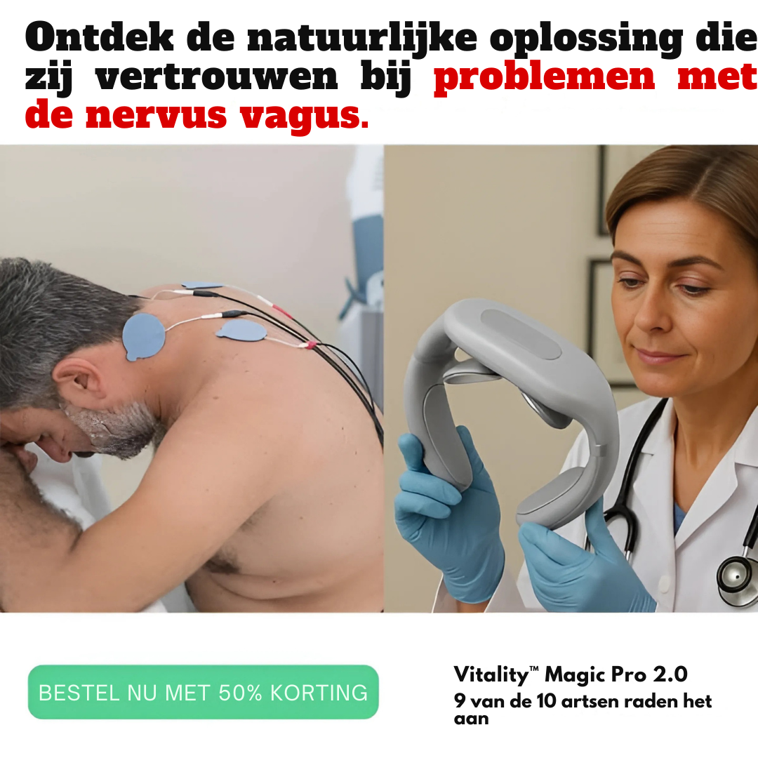 Vitality MagicPro 2.0 is een slank, draagbaar apparaat voor nektherapie dat EMS (elektrische spierstimulatie), warmtetherapie en vibratiemodi biedt om chronische nekpijn, tech neck, migraine en spanning op de nervus vagus te verlichten. Met 16 EMS-niveaus, 6 massagemodi en een flexibel, huidvriendelijk ontwerp is het apparaat draagbaar, oplaadbaar en perfect voor thuis, op kantoor of op reis. Het is een medicijnvrije, niet-invasieve oplossing voor dagelijkse nekverlichting.