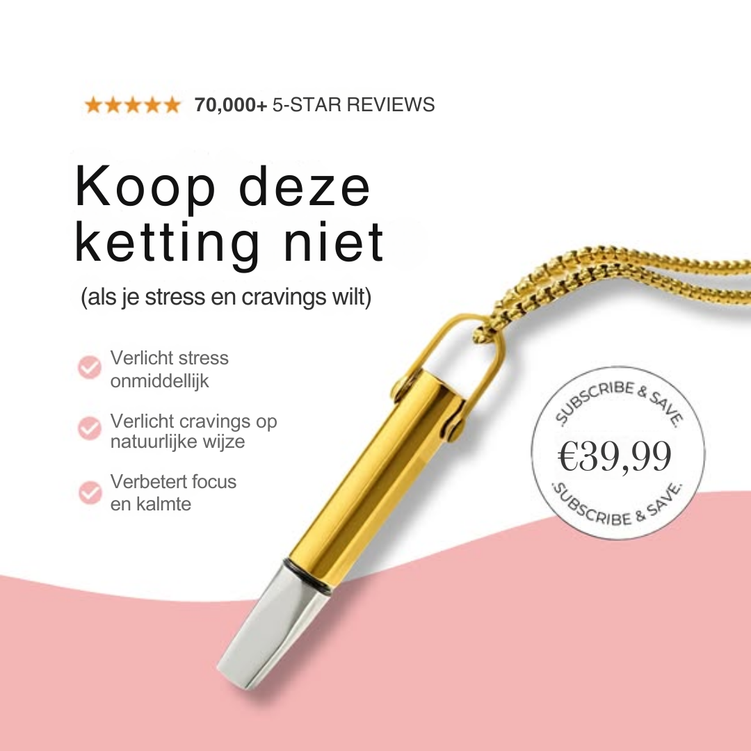 BreatheBetter etherische olie ketting – natuurlijk hulpmiddel tegen onbedwingbare trek. Deze stijlvolle ketting verspreidt kalmerende geuren van pure etherische oliën die helpen bij het verminderen van verlangens, ondersteunen rust en mentale helderheid. Ideaal bij stoppen met roken, emotie-eten of stress. Versterkt gezonde gewoontes en bevordert innerlijke balans met natuurlijke aromatherapie.