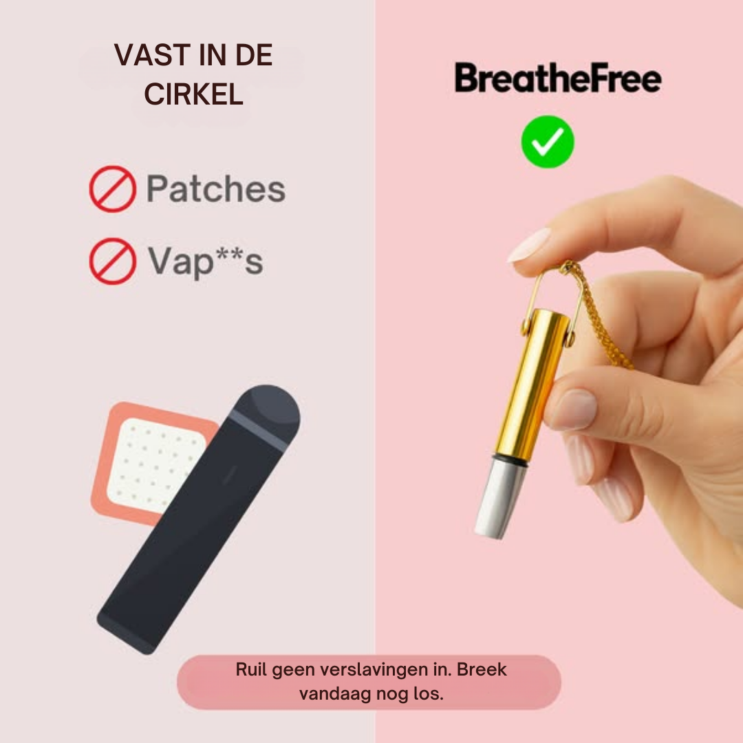 BreatheBetter etherische olie ketting – natuurlijk hulpmiddel tegen onbedwingbare trek. Deze stijlvolle ketting verspreidt kalmerende geuren van pure etherische oliën die helpen bij het verminderen van verlangens, ondersteunen rust en mentale helderheid. Ideaal bij stoppen met roken, emotie-eten of stress. Versterkt gezonde gewoontes en bevordert innerlijke balans met natuurlijke aromatherapie.