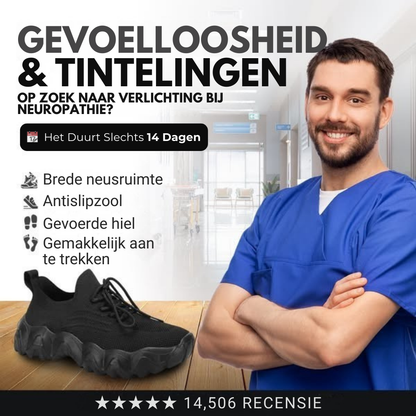 Lamova wandelschoenen voor gezond en comfortabel lopen, verlichten druk op voeten en gewrichten dankzij orthopedische ondersteuning, brede neus en lichtgewicht, flexibel ontwerp. Ideaal voor dagelijks gebruik, langdurig comfort en stabiliteit. Ontwikkeld met orthopedische experts voor optimale pasvorm en natuurlijke voetbeweging. Perfect voor wandelen, werk of vrije tijd.