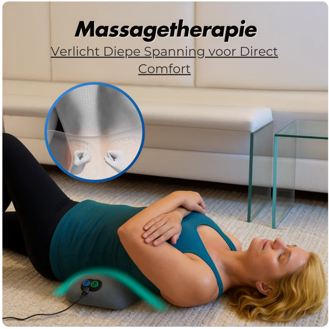 “Norvo™ 3-in-1 Smart Pillow combineert tractie van de wervelkolom, warmtetherapie en vibratiemassage om rugpijn, ischias en hernia-ongemakken te verlichten. Dit kussen, dat is ontworpen voor gebruik thuis of op kantoor, werkt op USB en ontlast de wervelkolom op milde wijze, verbetert de houding en bevordert de bloedsomloop. Het is lichtgewicht en draagbaar en biedt dagelijkse sessies van 15-30 minuten voor effectieve, medicijnvrije verlichting. Ideaal voor mensen die op zoek zijn naar natuurlijke oplossinge